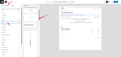 Catálogo de productos ‹ Plantilla ‹ Mi Sitio WordPress ‹ Editor — WordPress 12 01 2025 11 43 AM