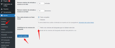 Ajustes de lectura Mi Sitio WordPress — WordPress 12 03 2025 12 13 PM