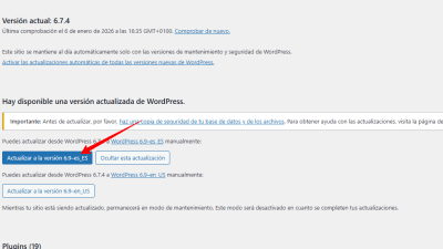 Actualizaciones de WordPress Webempresa sitio — WordPress 01 06 2026 10 36 AM
