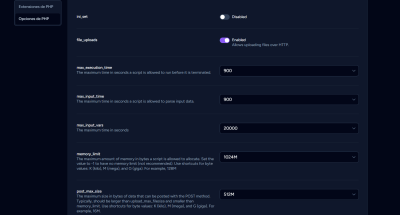 wePanel Parámetros de PHP 02 04 2026 10 13 AM