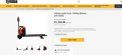 Lithium pallet truck 1500kg Battery 24V 30Ah Pallet truck lithium c  02 05 2026 10 41 AM