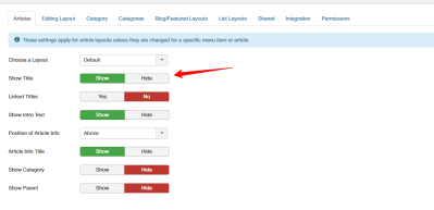 show title articles joomla