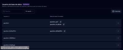 Screenshot of wePanel   Gestión de bases de datos