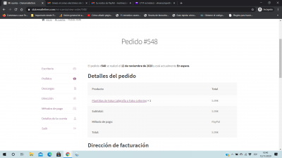 Problema con pedido paypal