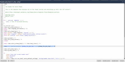 Pantallazo Código en Header.php