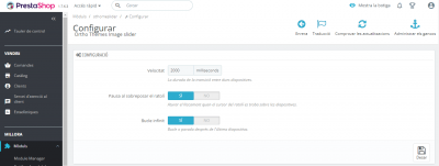 configuración slider