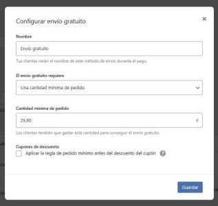 configurar envio gratuito
