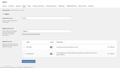 configurar zonas envio
