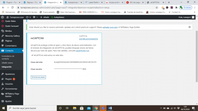 CLAVES INTEGRACION RECPTCHA