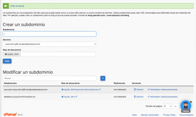 crear subdominio