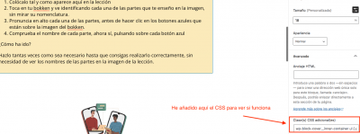 Añadido CSS en la lección de la lista