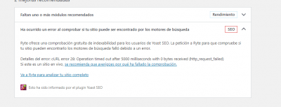 Mensaje Yoast SEO