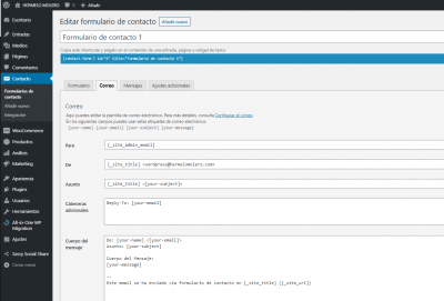 configuracion correo