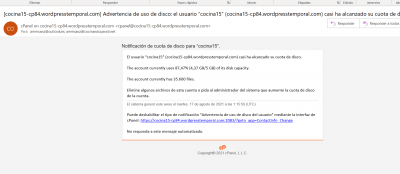 2021 08 17 Email alcanzada cuota disco