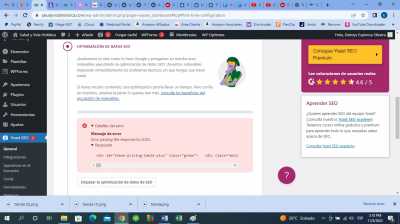 Mensaje de error del seo