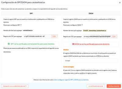 Pendiente autentificacion DKIM catalanfood