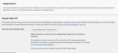 Clave API en integracion