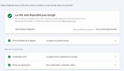 indexacion en google seach console disponible