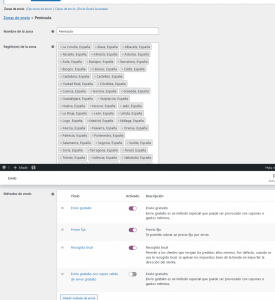 Configuracion envio peninsula