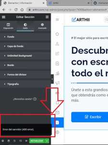 Error en elementor