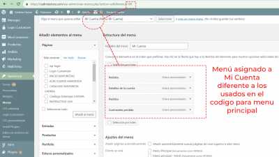 captura pantalla 9 administrador apariencia menues número del menú mi cuenta