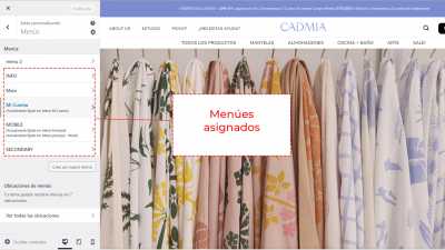 captura pantalla 5 personalizador menues asignados a los menues de la web