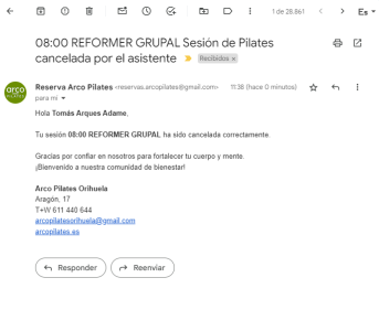 EMAIL EMITIDO POR EL PLUGIN AMELIA