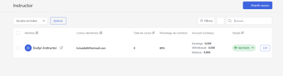 Captura Alta instructor en Tutor LMS Pro