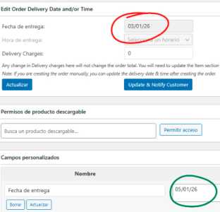 fecha entrega incorrecta ordenador