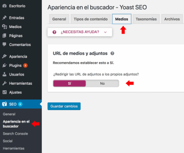 Yoast SEO configuracion medios