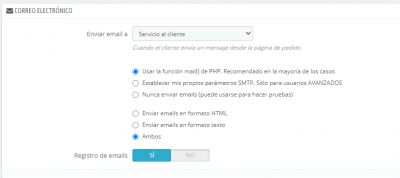 configuración Correo electrónico