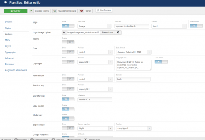 configuracion plantilla