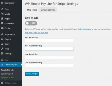 wp simple pay api keys