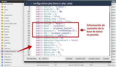 configuration php joomla ddbb