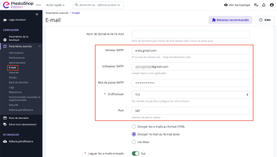 IMG Configurer email smtp