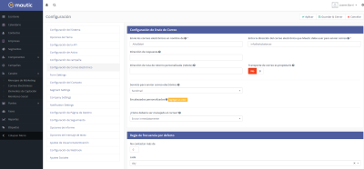 ajustes email mautic