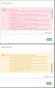 Errores al importar