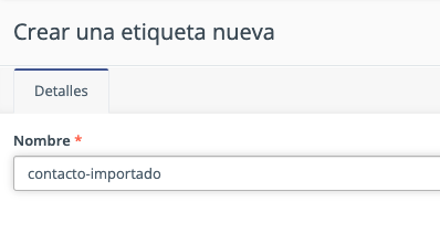 Etiqueta para contactos importados