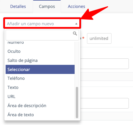 Campos de formularios en Mautic