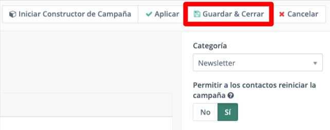 Guardar Campaña _ Mautic