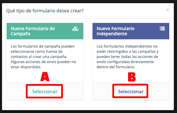 Tipos de Formulario en Mautic