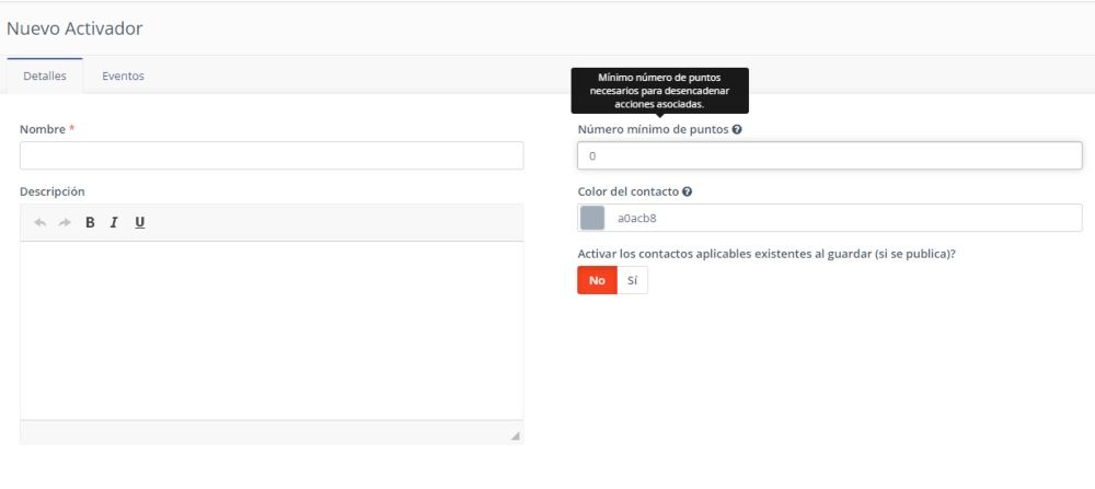 activadores de puntos en Mautic -- lead scoring