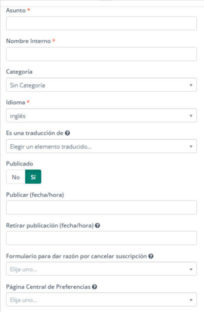 configuracion correo electronico en Mautic