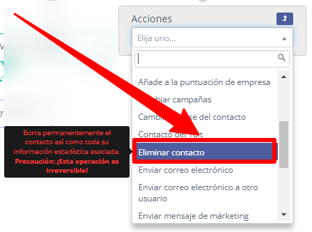 eliminar contacto mautic campaña