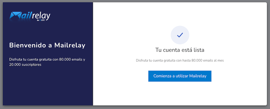 Cuenta creada en MailRelay