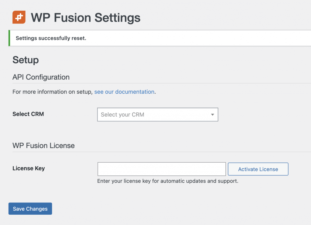 Plugin WP Fusion listo para configurarse.