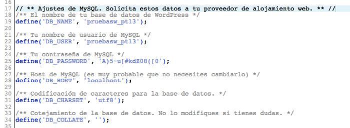 Datos base de datos en WordPress