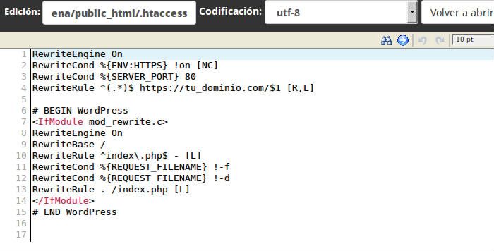 redirección .htaccess Activar SSL