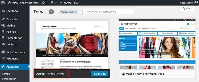 Tema activo en WordPress temas dañados