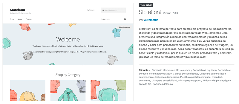 Tema Storefront para WooCommerce